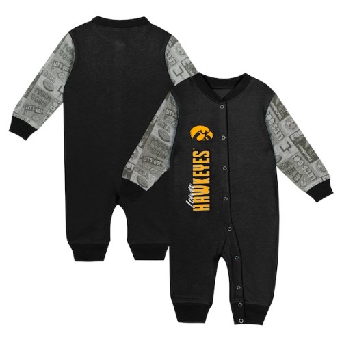 Iowa Hawkeyes   Newborn & Infant Playbook Colorblock Long Sleeve Coveralls - Black