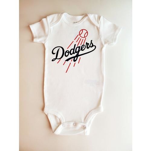 Personalized Sports Baby Onesie Inspired by Dodgers Baseball Design