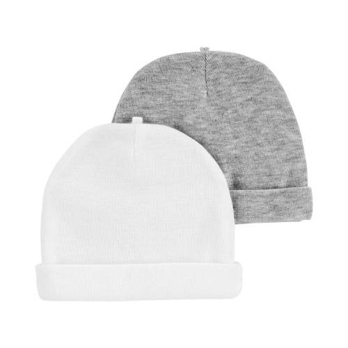 2-Pack Caps - Ivory/Heather - 0-3M