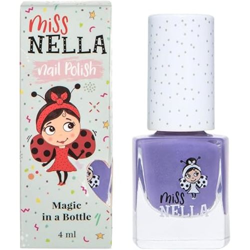 MISS NELLA SWEET LAVENDER – Safe Special Glitter Purple Nail Polish for Kids, Non-Toxic & Odor Free Formula for Children and Toddlers, Natural Water Based for Easy Peel Off