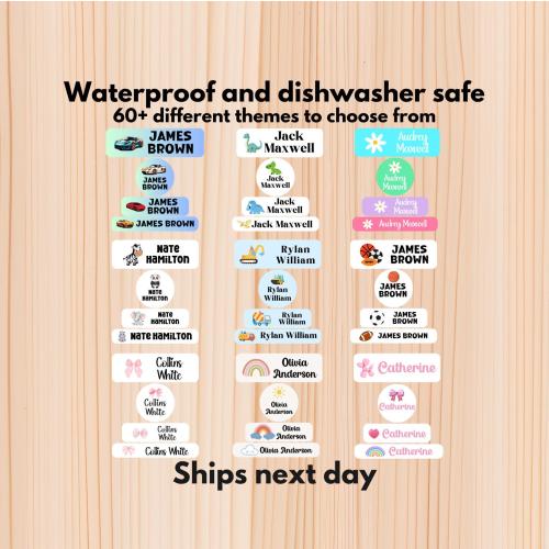 102 Waterproof Daycare Labels, Dishwasher Safe , Iron on, Summer camp name labels, School Supply, Customized Labels, Water bottle name label
