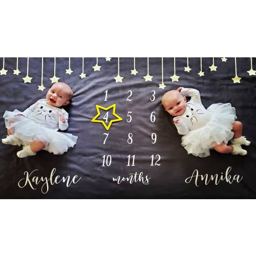 Stars Twin Milestone Blanket, Twin Milestone Blanket, Monthly Baby Blanket, Stars Baby Blanket, Baby Girl, Baby Shower Gift, Hospital gift