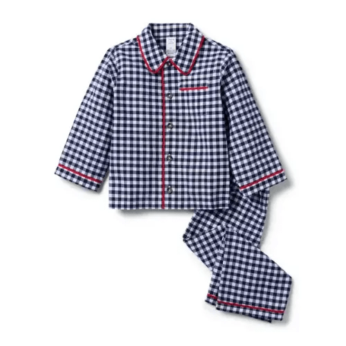 Boy Merchant Marine Gingham Good Night Classic Pajamas In Gingham by Janie and Jack