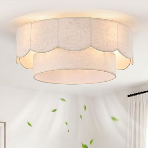 20'' Boho Fabric Fandelier Ceiling Fans with Lights and Remote Control