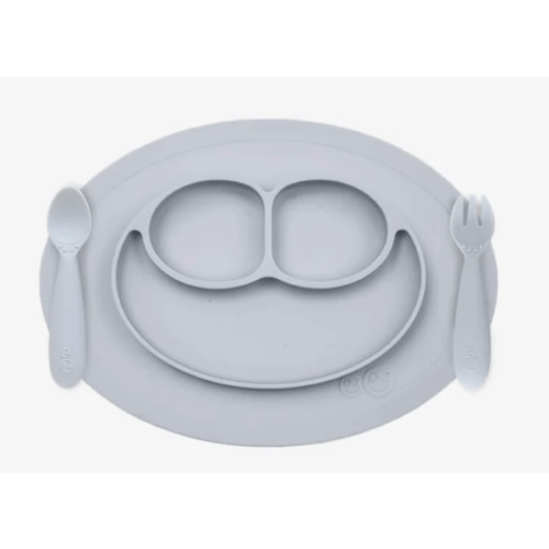 Mini Feeding Set by ezpz / Silicone Plate, Fork & Spoon for Toddlers