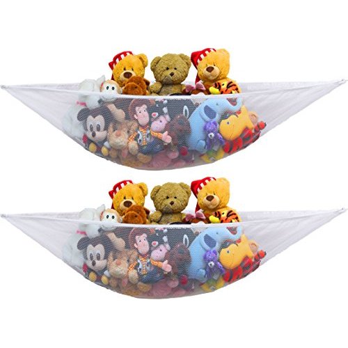 Simple Houseware 2 PK - Stuffed Animals Jumbo Toy Storage Hammock, White