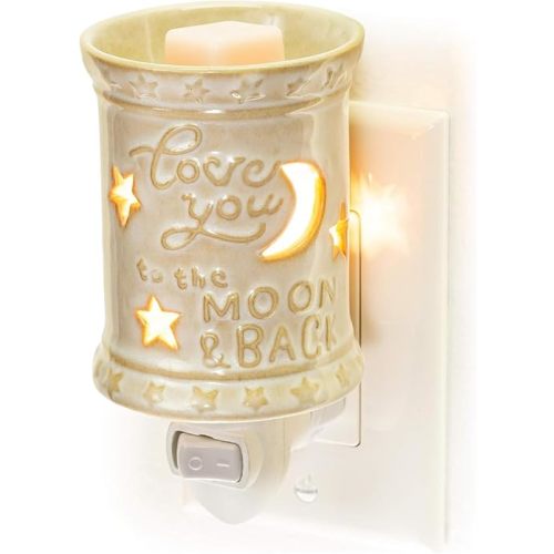 Dawhud Direct Wall Plug-in Wax Warmer for Scented Wax Ceramic Love You to The Moon and Back Electric Home Fragrance Warmer for Essential Oils Candle Wax Melts and Tarts Scent Warmer Night Light