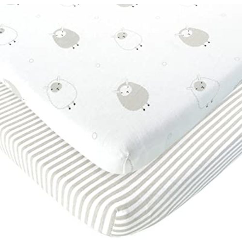 Bassinet Fitted Sheets for Baby Beside Dreamer Bedside Sleeper and Chicco Next2Me – Fits 20 x 33 Mattress – Snuggly Soft Jersey Cotton – Grey – 2 Pack