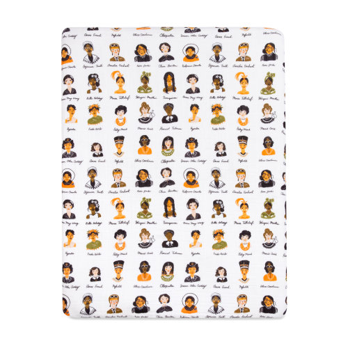 Women in History Muslin All-Stages Fitted Crib Sheet