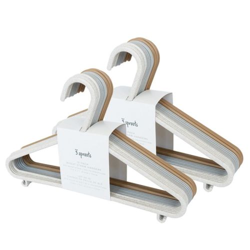 3 Sprouts Kids & Baby Wheat Straw Plastic Hangers 30 Pack - Cream/gray/brown
