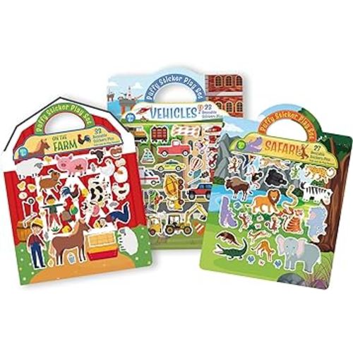 Puffy Sticker Book for Kids - Reusable Stickers Book for Toddlers 1-3, Sticker Books for Kid 2-4 with 80+ Restickable Stickers, Toddler Activities for Car Airplane Travel, Toys for Girls Boys Age 4-8
