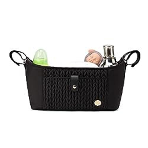 SEWBOO Universal Baby Stroller Organizer,Diaper Caddy Organizer with Adjustable Straps to Fits Nearly Any Strollers - Black
