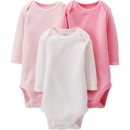 Child of Mine by Carter's Newborn Baby Girl Long Sleeve Bodysuits, 3-Pack