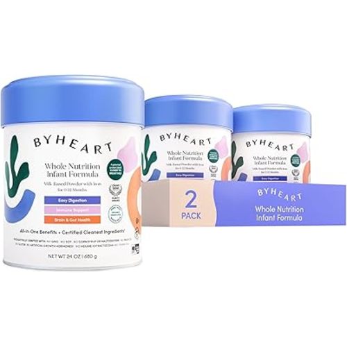 ByHeart Infant Formula Powder for Infants 0-12 Months, Made With Organic Whole Milk, Clean Label Project Certified, Closest-to-Breast Milk Baby Formula Patented Protein Blend, 24 Ounce (Pack of 2)
