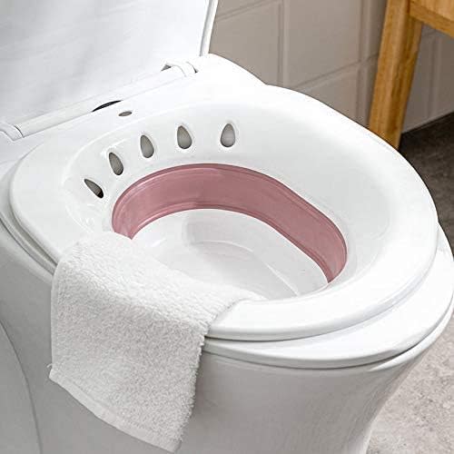 H&W foldable Squat Free Sitz Bath,Sitz Bath for Toilet Seat,Sitz Bath for Hemorrhoids,Yoni Steam Seat for Women, Postpartum Care Treatment, It is used to treat and relieve inflammation(red)