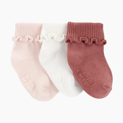 Roll Cuff Booties (3 Pack) - Assorted Pink/White
