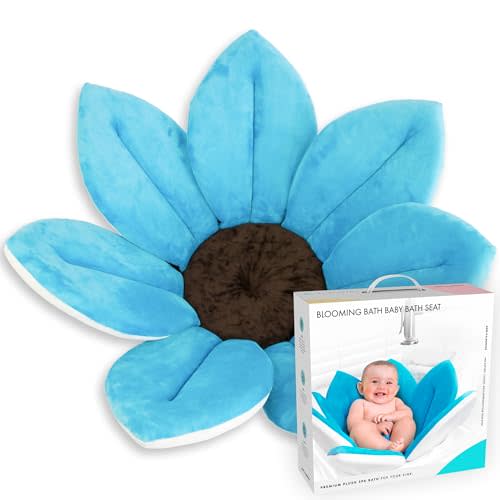 Blooming Bath Baby Bath Seat - Baby Tubs for Newborn Infants to Toddler 0 to 6 Months and Up - Baby Essentials Must Haves - The Original Washer-Safe Flower Seat (Original, Blue)