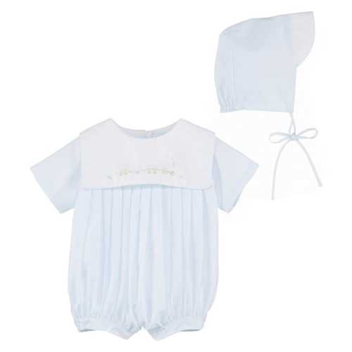 Petit Ami Baby Boys Newborn-3 Months Train Embroidered Jon Jon Shortalls