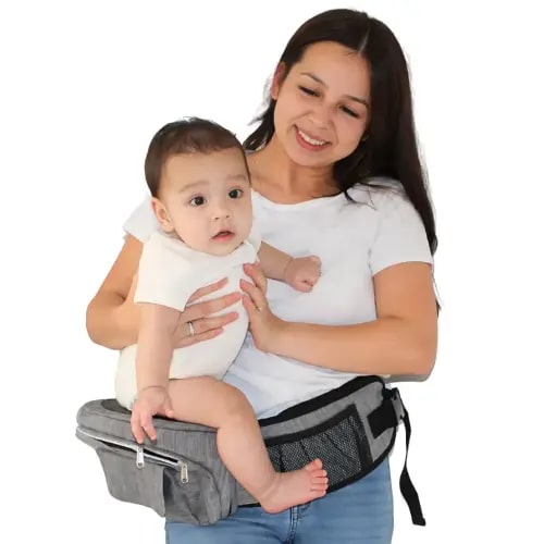 CarryMe 8-in-1 Hip Seat Baby Carrier – Lightweight, Ergonomic Baby Carrier for Newborns & Toddlers (8–45 lbs) – Quick Setup, Back Support, Cradling, Storage Pocket – Graphite Gray