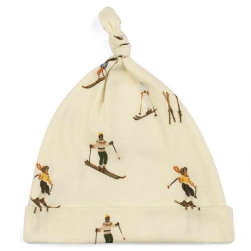 Vintage Natural Ski Organic Cotton Knotted Beanie Hat