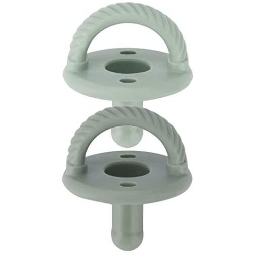 Itzy Ritzy Sweetie Soother Pacifier Set of 2 - Silicone Newborn Pacifiers with Collapsible Handle & Two Air Holes for Added Safety; Set of 2 in Agave & Succulent, Ages Newborn & Up