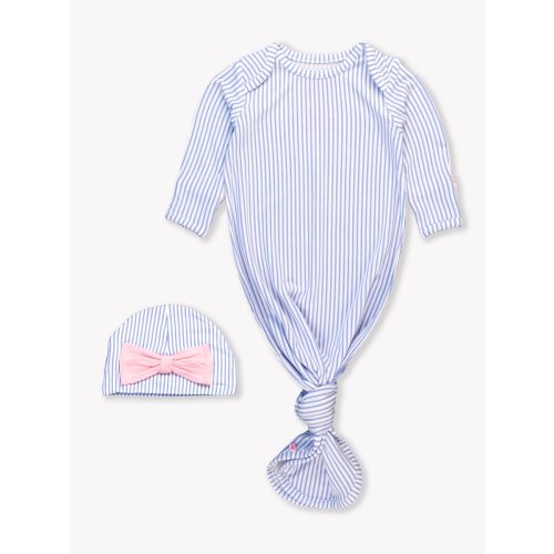 Ruffle Knotted Sleep Gown & Hat Set