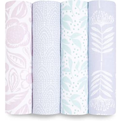 aden + anais Essentials Swaddle Blanket, Muslin Blankets for Girls & Boys, Baby Receiving Swaddles, Newborn Gifts, Infant Shower Items, Toddler Gift, Wearable Swaddling Set, 4 Pack, Damsel