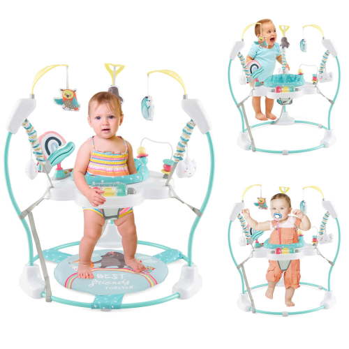 Costway Baby Stationary Activity Center Infant Jumper with Removable Foot Pad Unisex Blue