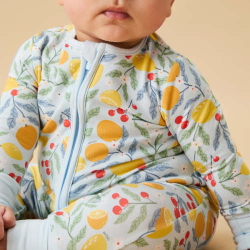 Citrus Summer Clever Zip Baby Pajamas Fruit Print / 0 - 3 M