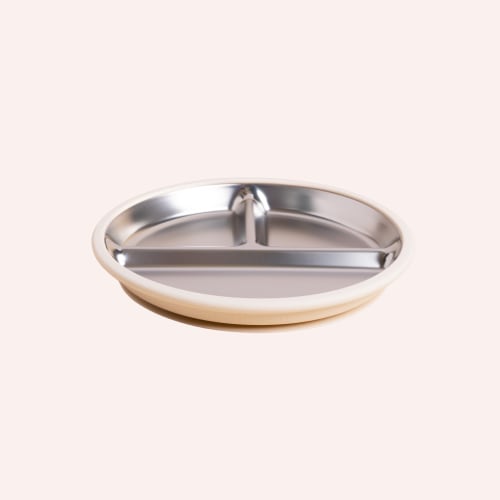 Fun Firsts Stainless Steel Plate with Silicone Sleeve - Ivory