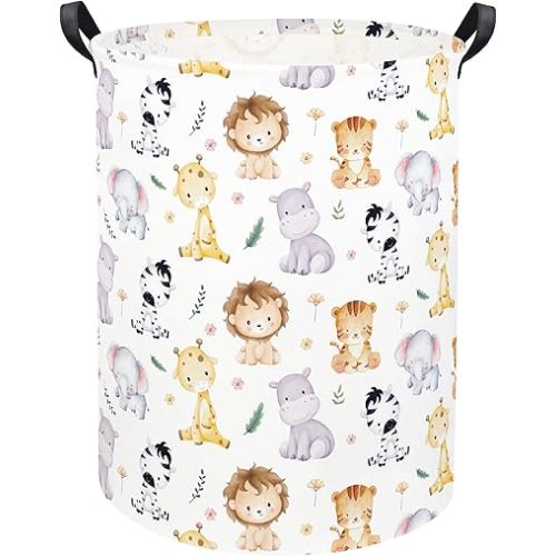 Animal Baby Laundry Basket Baby Hamper Kids Hamper Basket Toy Storage Bin for Boys Room Decor Baby Nursery Hamper Gift Baskets for Bedroom Bathroom(Cute Animal)