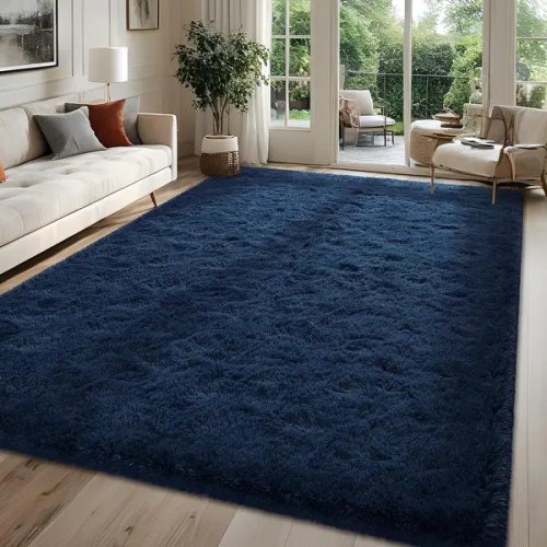 Living Room Bedroom Super Soft Pile Area Rug, Modern Shaggy Rugs, Non-Slip Pile Rugs for Kids