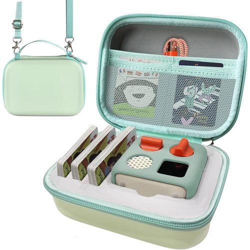 Case Compatible with Yoto Mini Kids Bluetooth Audio Player, Travel Storage Holder for Children’s Speaker Plays Stories Music Podcast Radio Cards (Bag Only)- (Light Green)
