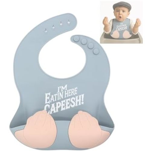 Teasin' Teethers Funny Italian Silicone Baby Bib with Pocket Food Catcher for Toddlers and Infants Funny Baby Bib Gift