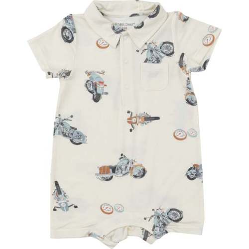 VINTAGE MOTORCYCLES POLO SHORTIE, Natural - Angel Dear Rompers | Maisonette