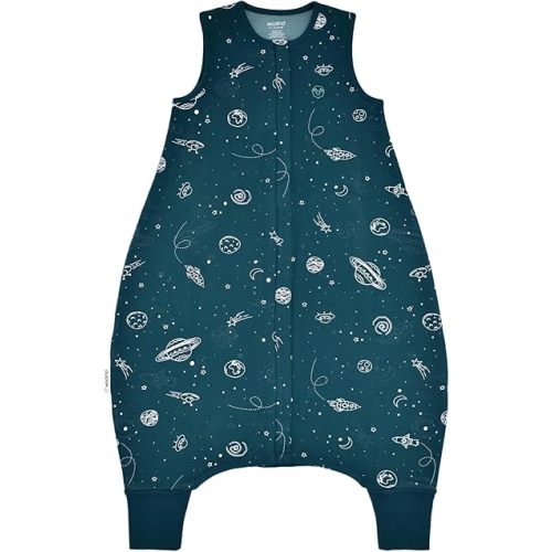 Woolino 4 Season Baby Sleep Bag or Sack with feet, Australian Merino Wool and Organic Cotton, 6-18m, Space (Glow In The Dark)
