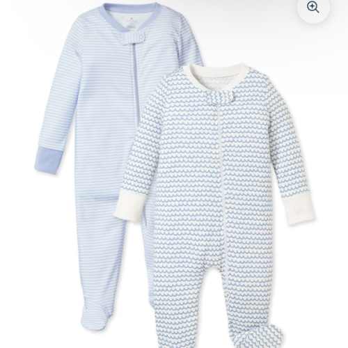 Baby's Pima Romper Duo in Blue Stripe & La Mer