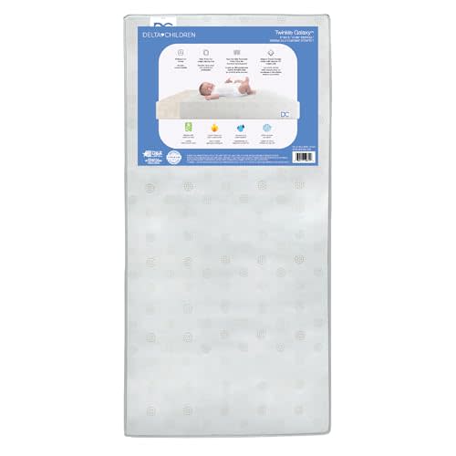 Delta Children Twinkle Galaxy Dual Sided Crib and Toddler Mattress - Premium Sustainably Sourced Fiber Core - Waterproof - GREENGUARD Gold Certified (Non-Toxic) - 7 Year Warranty - Made in USA