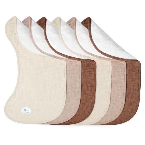 lulumoon Muslin Burp Cloths for Babies: 100% Soft Cotton Large Burping Cloths - Neutral Baby Burp Rags for Boy and Girl - Absorbent Burp Cloth for Spit-Ups 6 Pack
