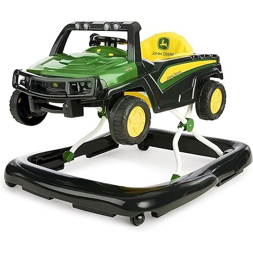 Bright Starts John Deere 4-in-1 Gator Green Baby Activity Center & Push Walker with Removable Interactive Steering Wheel Toy, 6 Months and up