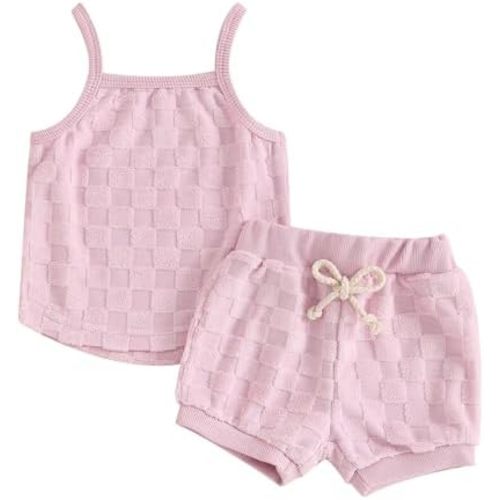 Kuriozud Baby Girl Summer Clothes Sleeveless Tank Top Shorts Set Cute Toddler Girl Outfit Aged 3 6 12 18 24 Months 2T 3T