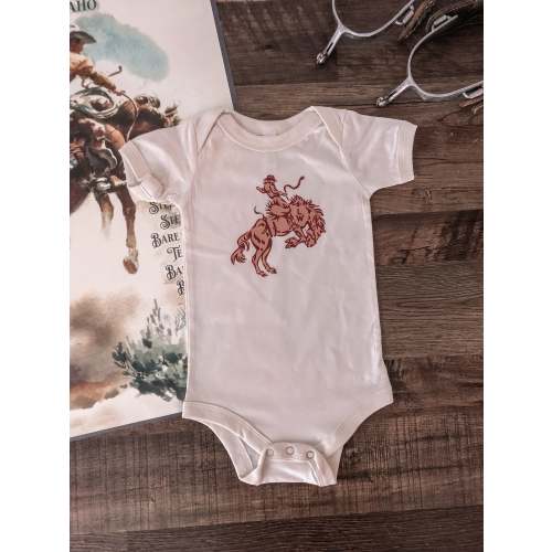 LWB Rearing Horse Baby Bodysuit - Natural