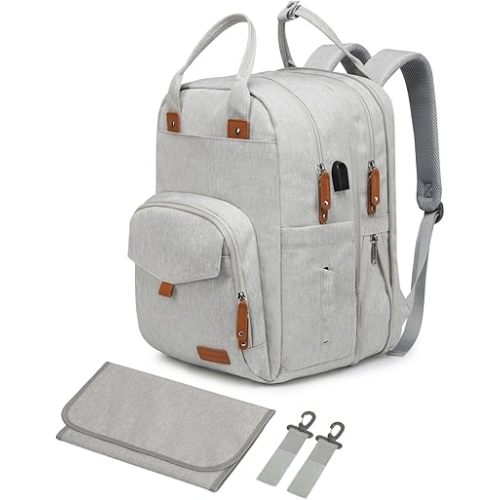 Extra Large Diaper Bag Backpack for Two Kids, Expandable 35L Baby Bags for Mom Girl Boy Dad Toddler, Big Travel Diaper Bag 21 Pockets (4 Insulated) w/Changing Pad - Twin Diaper Bag