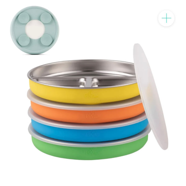 7.8" Stainless Steel Divided Plates with Suction Sleeve