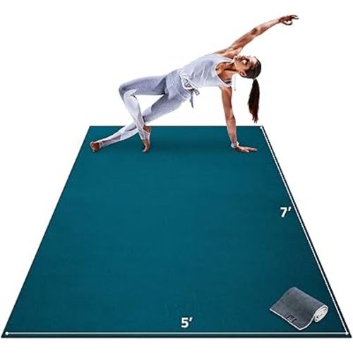 Gorilla Mats Large Yoga Mat – 6'x4', 7'x5' (8mm) Extra Thick & Wide Non-Slip Exercise Mat for Home Gym Flooring – Ultra Comfortable Workout Floor Mat for Barefoot Fitness, Anti Fatigue, Stretching
