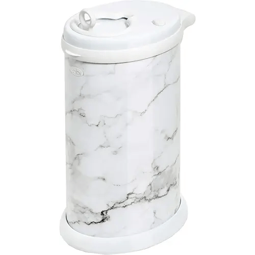 Ubbi Steel Diaper Pail, Odor Locking, No Special Bag Required, Award-Winning, Registry Must-Have, Marble