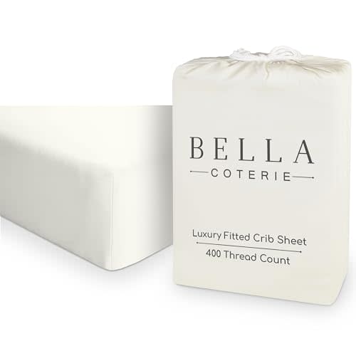 Bella Coterie Luxury Bamboo Crib Sheet | Organically Grown | Ultra Soft | Cooling for Better Sleep | Deep Pocket Fitted Sheet for Crib & Toddler Mattress | Viscose Made from Bamboo [Ivory]