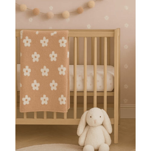 Daisy Buttery Stroller Blanket in Apricot