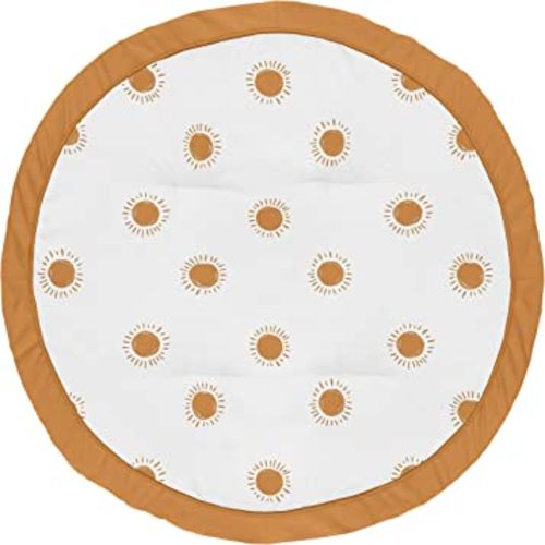 Sweet Jojo Designs Orange and White Boho Sun Boy Girl Baby Playmat Tummy Time Infant Play Mat Pumpkin Rust Orange Retro Bohemian Celestial Sky Desert Sunshine Outdoors Nature Minimalist Gender Neutral
