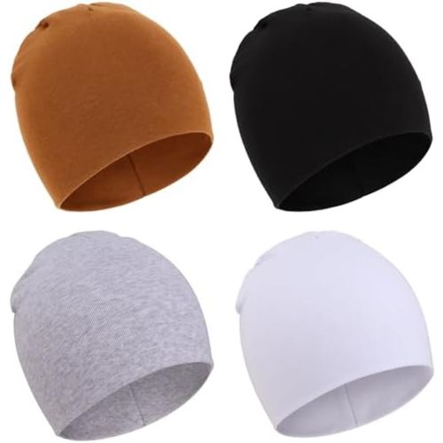 DRESHOW BQUBO 4 Pieces Baby Beanie Newborn Toddler Soft Cute Knit Hat Hospital Hats for Baby Boys Infant Cap Beanies